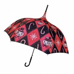 Faire Johanna Parker X Lipstick & Chrome Frosty Pink Snowman Umbrella