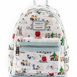 Loungefly Peanuts Happy Holidays AOP Mini Backpack Loungefly In Stock