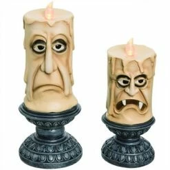 Transpac Light Up Spooky Candles Set Of 2 Collectibles