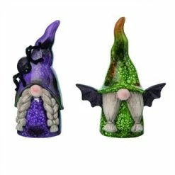 Transpac Glitzy Witch Gnome Decor Collectibles