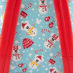 Loungefly Disney Mickey Minnie Snowman AOP Mini Backpack Headband Set Loungefly In Stock
