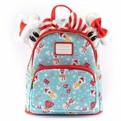 Loungefly Disney Mickey Minnie Snowman AOP Mini Backpack Headband Set Loungefly In Stock