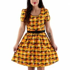 Loungefly Stitch Shoppe Minnie Mickey Spooky Gingham "Laci" Dress