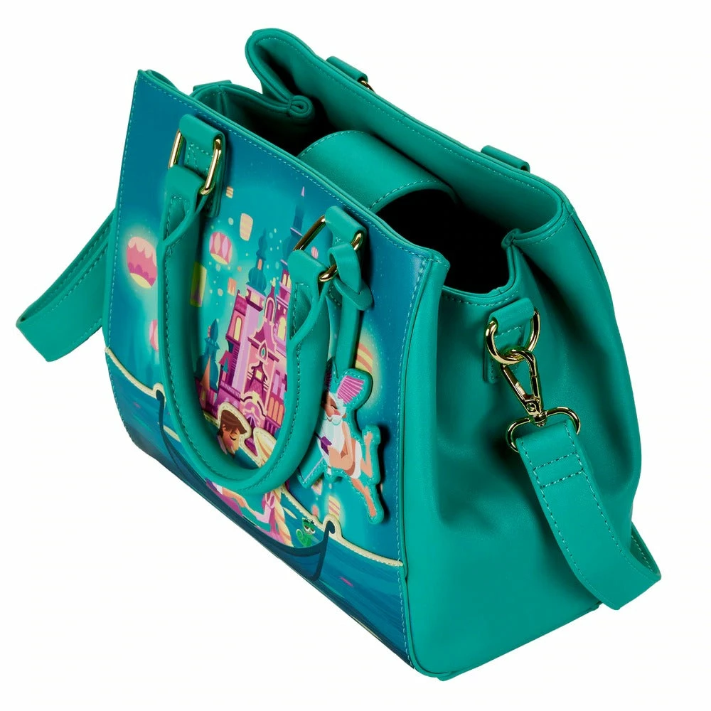 Loungefly In Stock Loungefly Disney Tangled Princess Castle Crossbody 4 Loungefly In Stock Loungefly Disney Tangled Princess Castle Crossbody