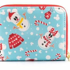 Loungefly Disney Mickey Minnie Snowman AOP Ziparound Wallet