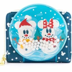 Loungefly In Stock Loungefly Disney Snowman Mickey Minnie Snow Globe Ziparound Wallet