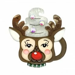 Faire Lipstick & Chrome Reindeer Mini Brooch