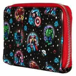 Loungefly Marvel Avengers Floral Tattoo Ziparound Wallet Loungefly In Stock